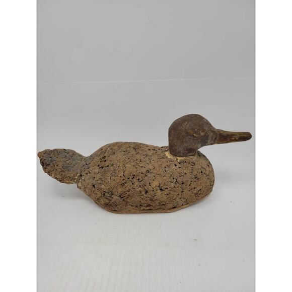 Vintage Duck Decoy, Cork Body, Wood Head, Farmhouse Decor - Picture 2 of 6